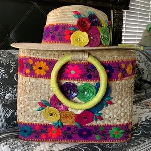 Embroidered Hat and Purse